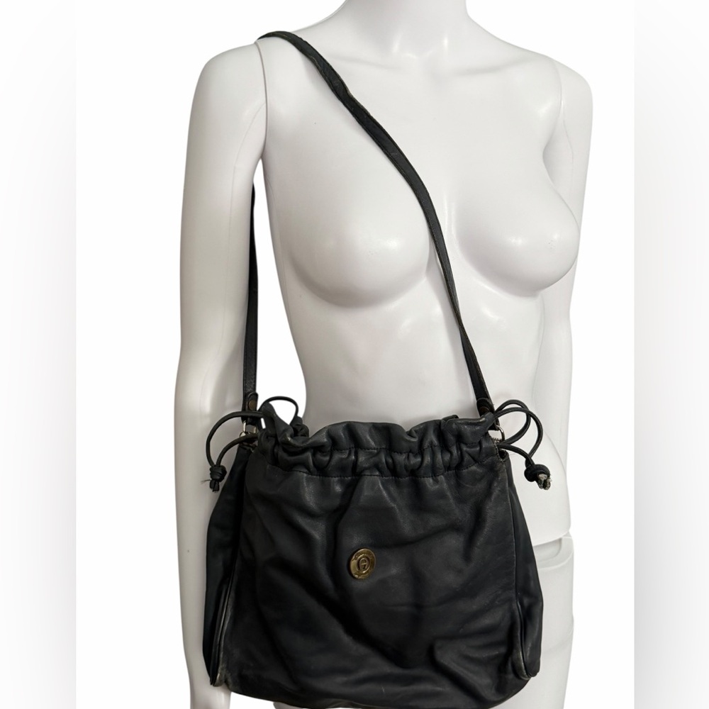 Etienne Aigner Navy Blue Leather Crossbody Bag